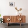 Eden Mango Wood TV Unit with Travertine Gold Handles Eden Mango Wood TV Unit with Travertine Gold Handles
