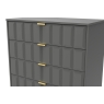 Welcome Furniture 5 Drawer Wide Chest of Drawers with Cube Panel Design