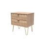 Welcome Furniture 2 Drawer Wide Bedside Table with Cube Panel Design