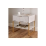 Wide 1 Drawer Midi Bedside Table in Marble or Pewter Finish