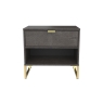 Welcome Furniture Wide Double 1 Drawer Midi Bedside Table in Marble or Pewter Finish