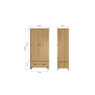 Kettle Interiors Oak City - Milan Oak 2 Door 1 Drawer Wardrobe
