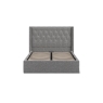 Kettle Interiors Trend Ottoman Storage Bedframe with Buttoned Headboard in Linen Dark Grey