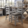 Kettle Interiors Smoked Oak Painted Grey Slatted Dining Chair with Fabric Check Grey Seat