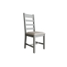 Kettle Interiors Smoked Oak Painted Grey Slatted Dining Chair with Fabric Check Natural Seat