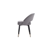 Kettle Interiors Open Curved Back Dining Chair in Grey Velvet and Gold Tip Legs