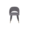 Kettle Interiors Open Curved Back Dining Chair in Grey Velvet and Gold Tip Legs