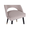 Kettle Interiors Open Curved Back Dining Chair in Taupe Velvet and Gold Tip Legs