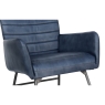 Kettle Interiors Leather & Iron High Back Dining Chair in Blue