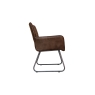 Kettle Interiors Leather & Iron High Back Dining Chair in Brown
