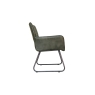 Kettle Interiors Leather & Iron High Back Dining Chair in Light Grey