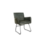Kettle Interiors Leather & Iron High Back Dining Chair in Light Grey