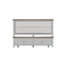 Kettle Interiors Smoked Oak Painted Grey Bed Frame with Upholstered Headboard and Drawers