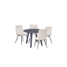 Kettle Interiors 1.1m Concrete Round Dining Table Set with 4 x Retro Taupe Velvet Chairs