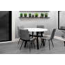 Kettle Interiors 1.1m Marble Round Dining Table Set with 4 x Retro Grey Velvet Chairs