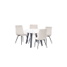 Kettle Interiors 1.1m Marble Round Dining Table Set with 4 x Retro Taupe Velvet Chairs