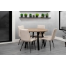 Kettle Interiors 1.1m Oak Finish Round Dining Table Set with 4 x Retro Taupe Velvet Chairs