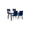 Kettle Interiors 1.2m Marble Dining Table Set with 4 x Retro Blue Velvet Chairs
