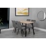 Kettle Interiors 1.2m Oak Finish Dining Table Set with 4 x Retro Grey Velvet Chairs