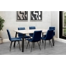 Kettle Interiors 1.8m Marble Dining Table Set with 6 x Retro Blue Velvet Chairs