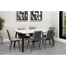 Kettle Interiors 1.8m Marble Dining Table Set with 6 x Retro Grey Velvet Chairs