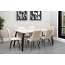 Kettle Interiors 1.8m Marble Dining Table Set with 6 x Retro Taupe Velvet Chairs