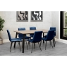 Kettle Interiors 1.8m Oak Finish Dining Table Set with 6 x Retro Blue Velvet Chairs