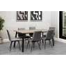 Kettle Interiors 1.8m Oak Finish Dining Table Set with 6 x Retro Grey Velvet Chairs