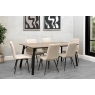 Kettle Interiors 1.8m Oak Finish Dining Table Set with 6 x Retro Taupe Velvet Chairs