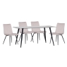 1.6m Sintered Stone Dining Table Set with 4 x Taupe Velvet Chairs