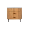 Baker Furniture Rufus Reeded Mango Wood & Marble 3 Drawer Chest of Drawers