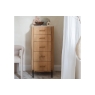 Baker Furniture Rufus Reeded Mango Wood & Marble 5 Drawer Tall Chest of Drawers