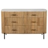 Reed Mango Wood & Marble 6 Drawer Wide Chest of Drawers Reed Mango Wood & Marble 6 Drawer Wide Chest of Drawers