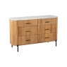 Baker Furniture Rufus Reeded Mango Wood & Marble 6 Drawer Wide Chest of Drawers