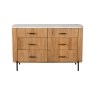Reed Mango Wood & Marble 6 Drawer Wide Chest of Drawers Reed Mango Wood & Marble 6 Drawer Wide Chest of Drawers