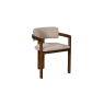Baker Furniture Grace Boucle Curved Back Dining Armchair with Walnut Legs