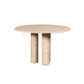 Baker Furniture Idless Travertine Stone Round Dining Table with Cylindrical Legs