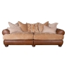 Nelson Fabric & Leather Mix 4 Seater Pillow Back Sofa