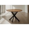 Sadie Industrial 110cm Round Dining Table in Oak Finish
