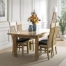 Moda 100% Solid Oak Extending Dining Table & 6 Slatted Back Chairs PU Seat Moda 100% Solid Oak Extending Dining Table & 6 Slatted Back Chairs PU Seat