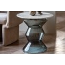 Gallery Direct Turin Smoke Grey Glass and Marble Top Side Table