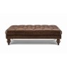 Buckingham Leather Chesterfield Footstool in Vintage Cognac