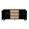 Jaxon Wide Sideboard with HPL Oak Finish & Black Metal Frame Jaxon Wide Sideboard with HPL Oak Finish & Black Metal Frame