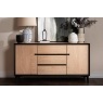 Jaxon Wide Sideboard with HPL Oak Finish & Black Metal Frame Jaxon Wide Sideboard with HPL Oak Finish & Black Metal Frame