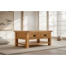 Salisbury Waxed Premium Oak Large Coffee Table With Drawer And Shelf - Self Assembly
