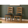 Salisbury Waxed Premium Oak Slatted Dining Chair With Pu Seat (Pair)