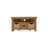 Salisbury Waxed Premium Oak Corner Tv Unit With Baskets