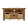 Salisbury Waxed Premium Oak Corner Tv Unit With Baskets Salisbury Waxed Premium Oak Corner Tv Unit With Baskets