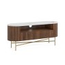 Harvard Reeded Mango Wood Small Media TV Stand with Marble Top