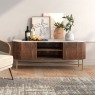 Harvard Reeded Mango Wood Large Media TV Stand with Marble Top Harvard Reeded Mango Wood Large Media TV Stand with Marble Top